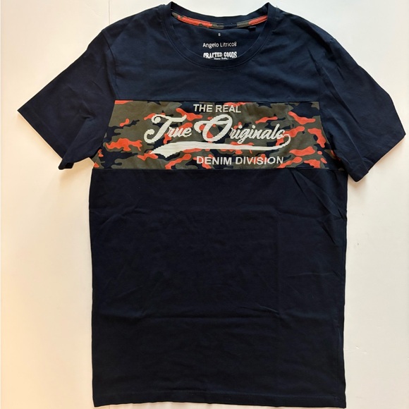 Angelo Litrico Other - Angelo Latrico Navy Blue Camo Graphic Shirt True Originals Denim Division Small